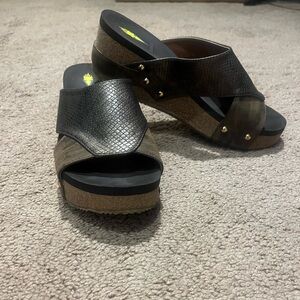 Volatile Women's Platform Wedge Sandals in Black and Brown